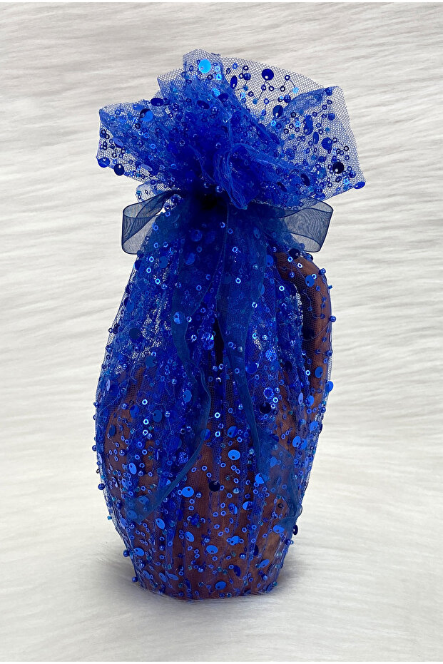 Cobalt Blue Test, Sparkling Sequins and Beads Decorated Bridal Henna Night Test, Wedding Henna Cube, Earth Test
