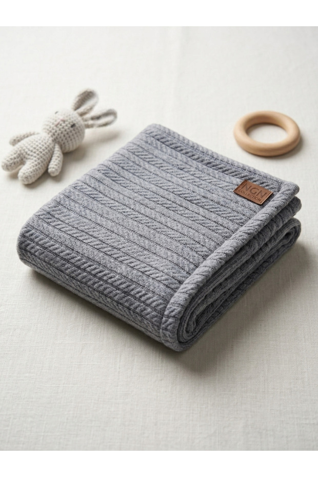 Knitted Pattern Baby Pique 110X140 cm 100% Cotton Baby Blanket | Soft Textured Breathable Baby Blanket