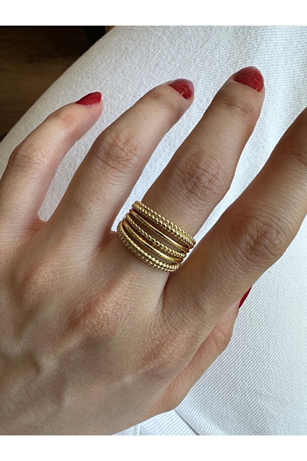 Gold Wire Beaded Ring - 1