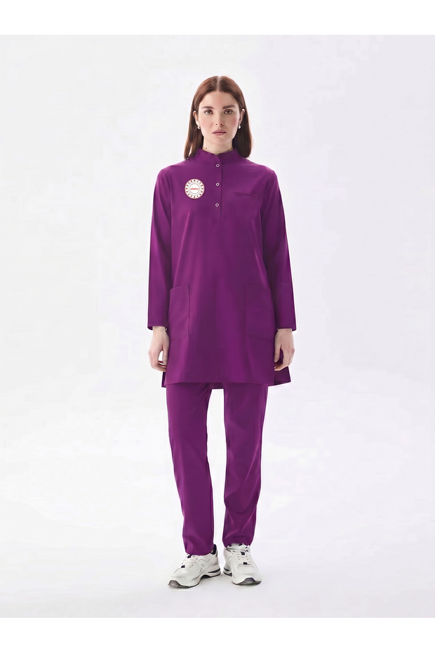 Tesettür Arma Gifted Purple Ebe Forma Lycra Scrubs Set (Compliant with New Regulations -Byzantium)