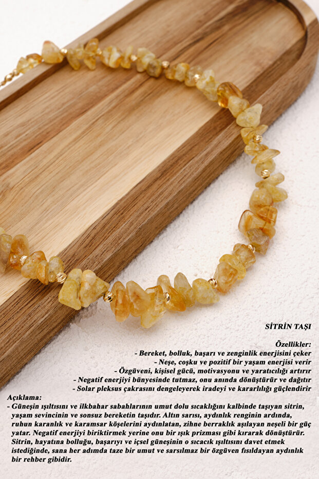 Citrine Natural Stone Necklace 40Cm+3Cm Handcrafted Custom Made Real Natural Stone