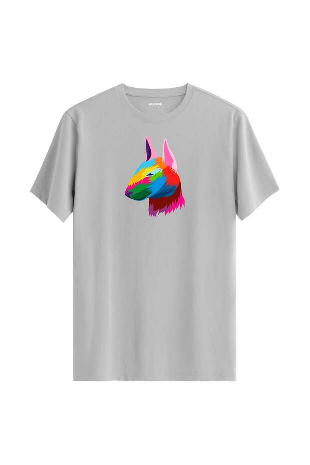 Colorful Rocky Bull Terrier Dog Printed T-Shirt