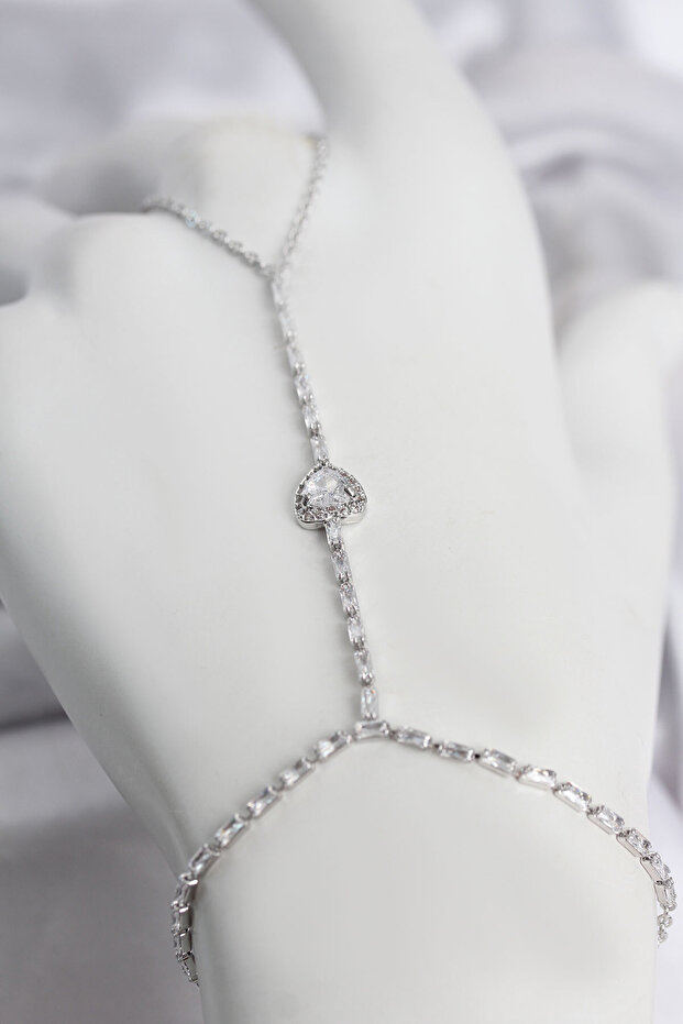 Silver Color Brass Zircon Stone Model Şahmeran