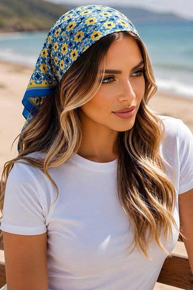 Blue Digital Patterned Bandana