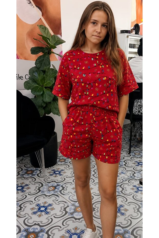 Pajama Set Red with Print