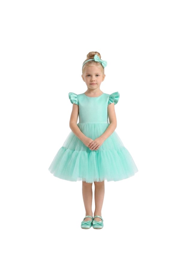- Ruffle Tulle Party Dress with Headband - Multicolor - 6 Months to 5 Years