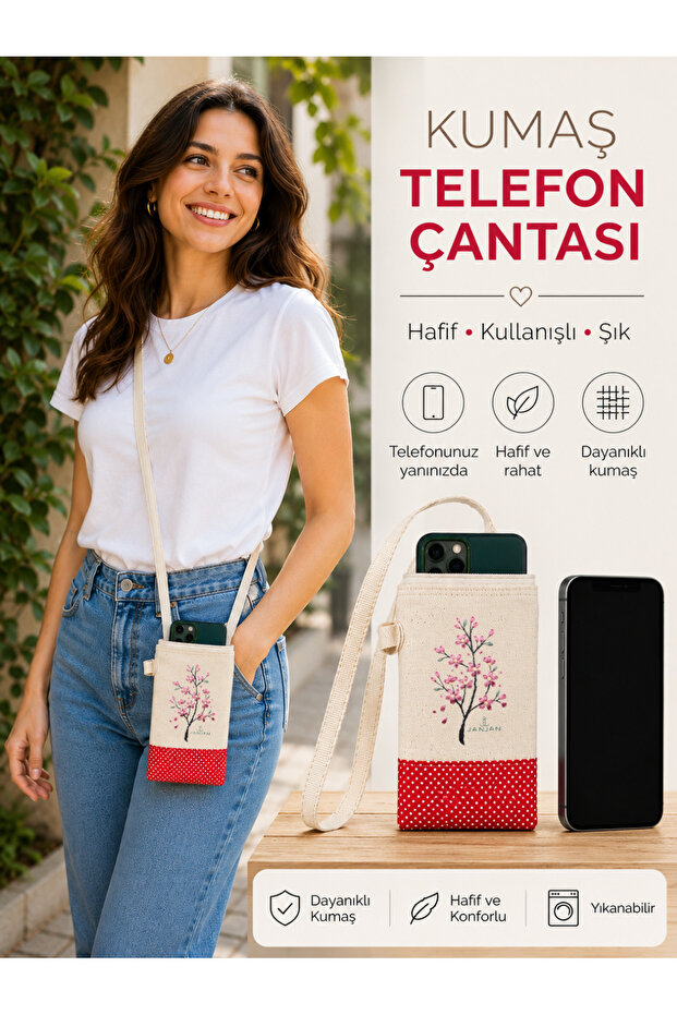 Strap-On Phone Bag, Strap-On Wallet, Canvas Phone Bag, Waist Bag, Strap-On Wallet, Hiking Bag Washable