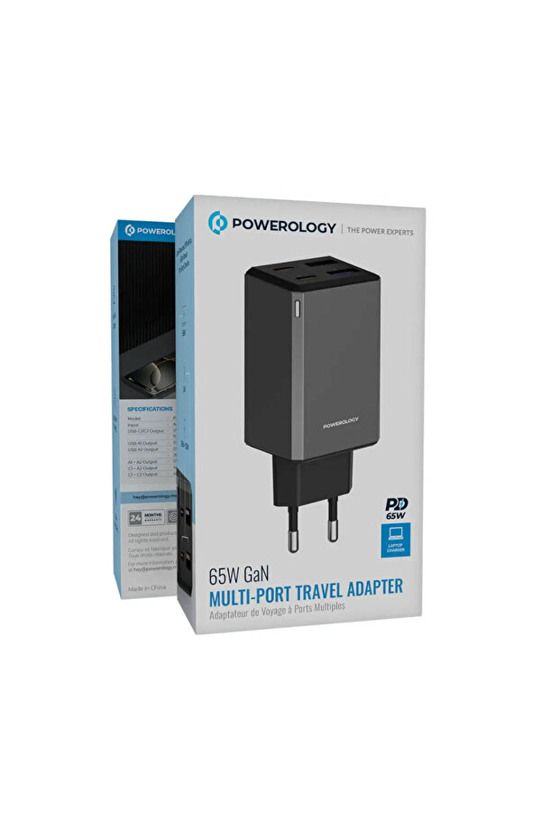 65W GaN Multi-Port Travel Adapter Grey