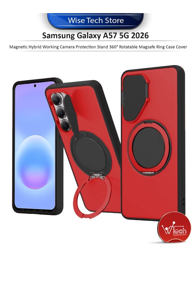 Samsung Galaxy A57 5G 2026 Magnetic Hybrid Working Camera Protection Stand 360° Rotatable Magsafe Ring Case Cover