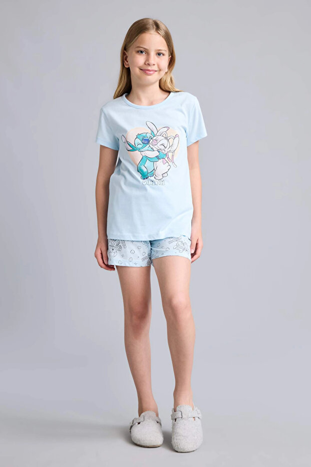 E6241A8Be773 Blue 100% Cotton Pajama Set Dinosaur Printed Long Sleeve Top Elastic Waist Long