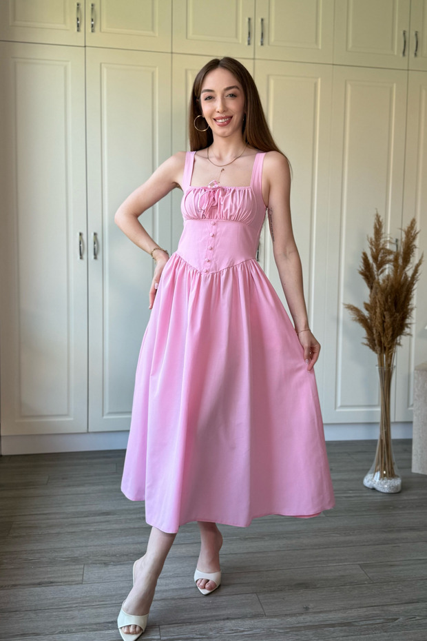 Strappy Flared Midi Dress