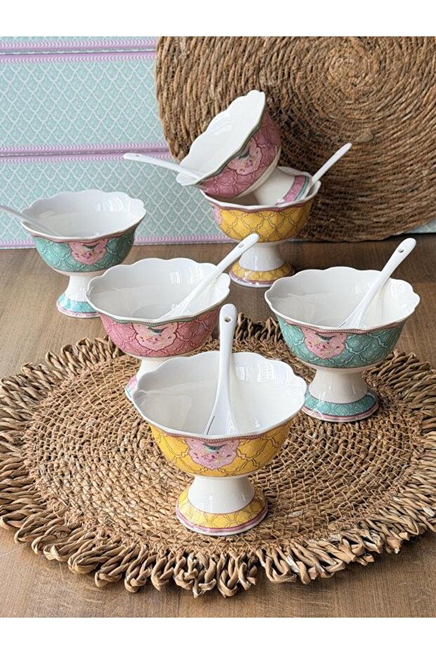 Porcelain Ice Cream Bowl 6-Piece Qush Mix