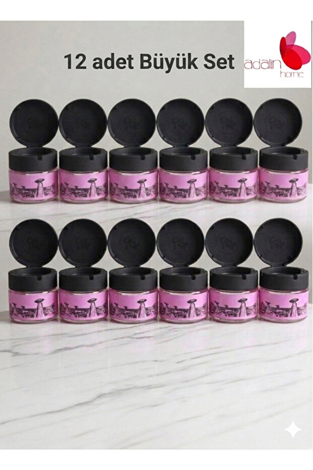 Glass Jar Ashtray with Lid – Anti-Odor Stylish Design 12 Pieces