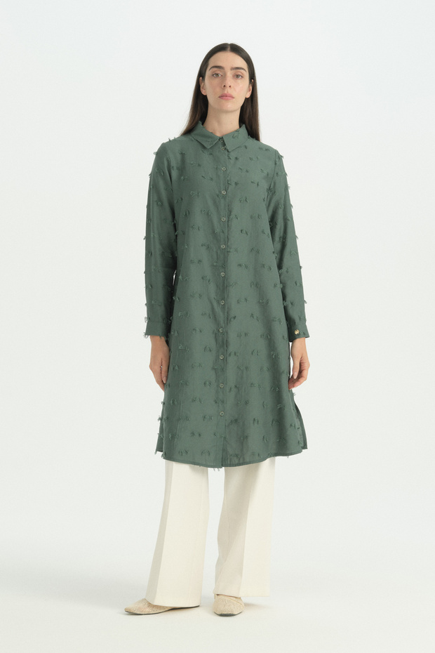 Shirt Collar Modal Tunic - Emerald