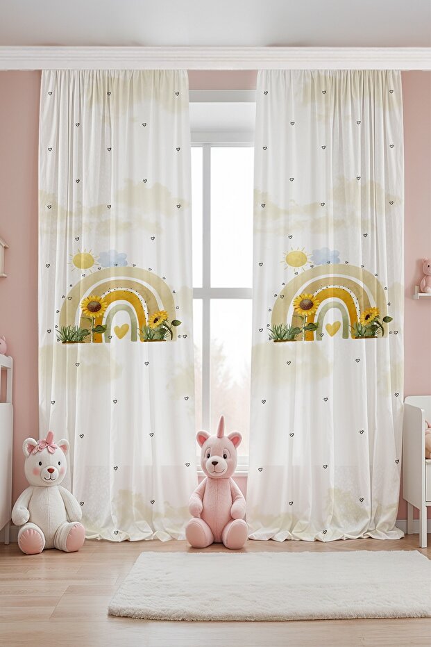 Bohemian Sunflower Patterned Children's Baby Room Background Curtain (Single Wing Pricing)