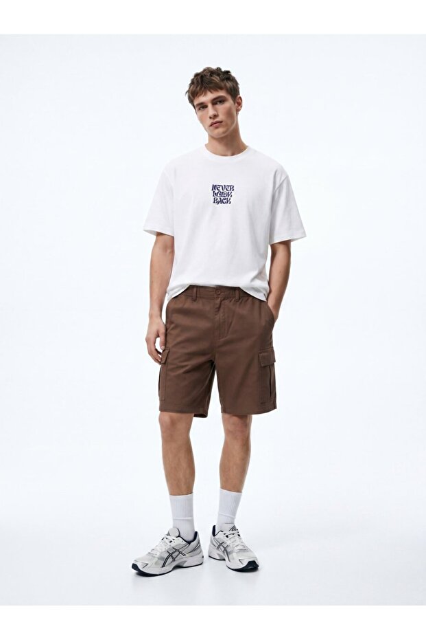 Brown Shorts with Front Cargo Pockets