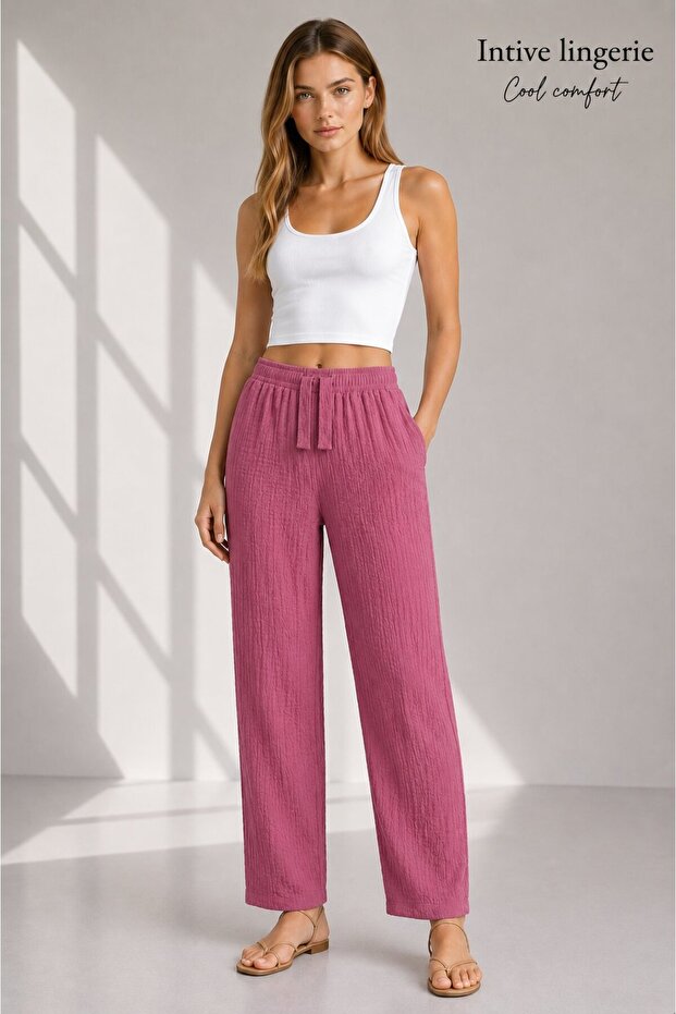 Intive Cool Comfort Muslin/Waffle Fabric No-Show Cotton Breathable Comfortable Summer Pants