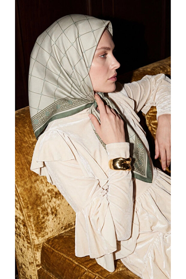 Luven Sara Baklava Pattern Scarf Green