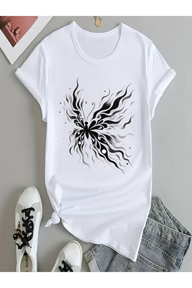 White Printed Oversize T-Shirt