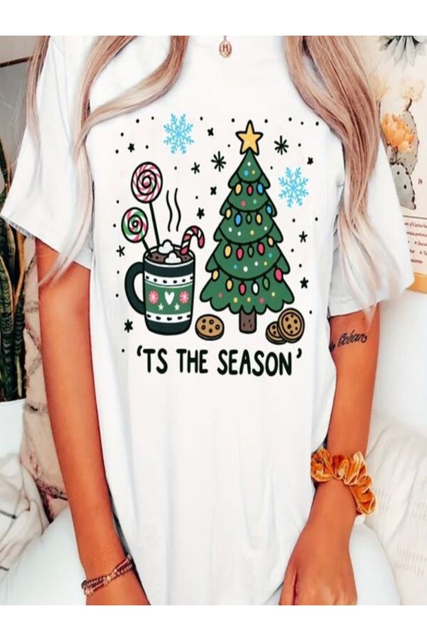 'Ts the Season' Printed Oversize T-Shirt