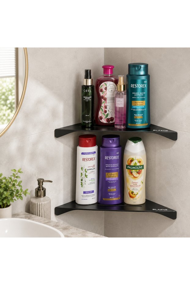 304 Stainless Steel No Drilling Mounting Adhesive and Screw Slim Corner Shower Shelf - Bth-002