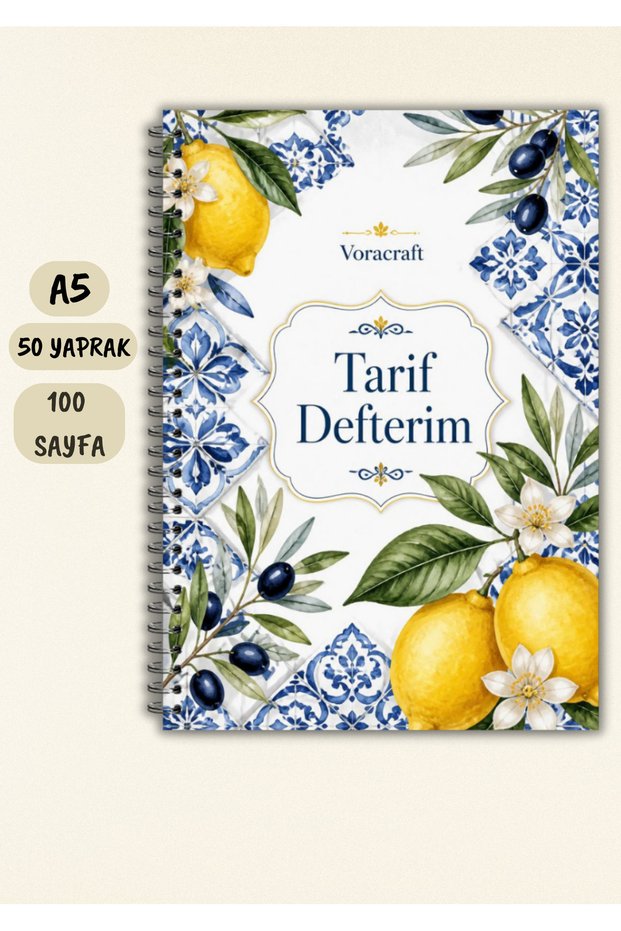 Lemon Themed Food Recipe Notebook, 50 Sheets / 100 Pages, A5 / Wire Spiral Trf0012