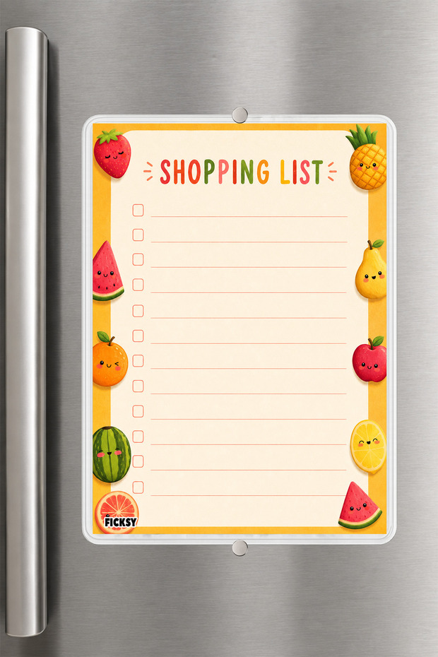 Shopping List - A5 - Magnetic - Pvc - Refrigerator Note Holder & Desktop - Summer Erase - Planner