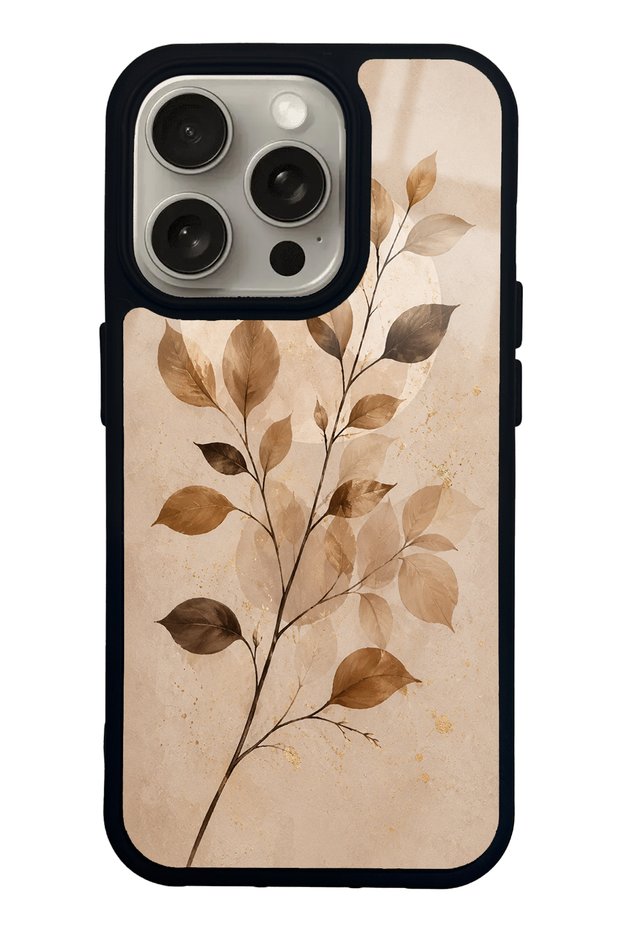 iPhone 15 Pro Autumn Minimal Leaf Design Glossy Phone Case