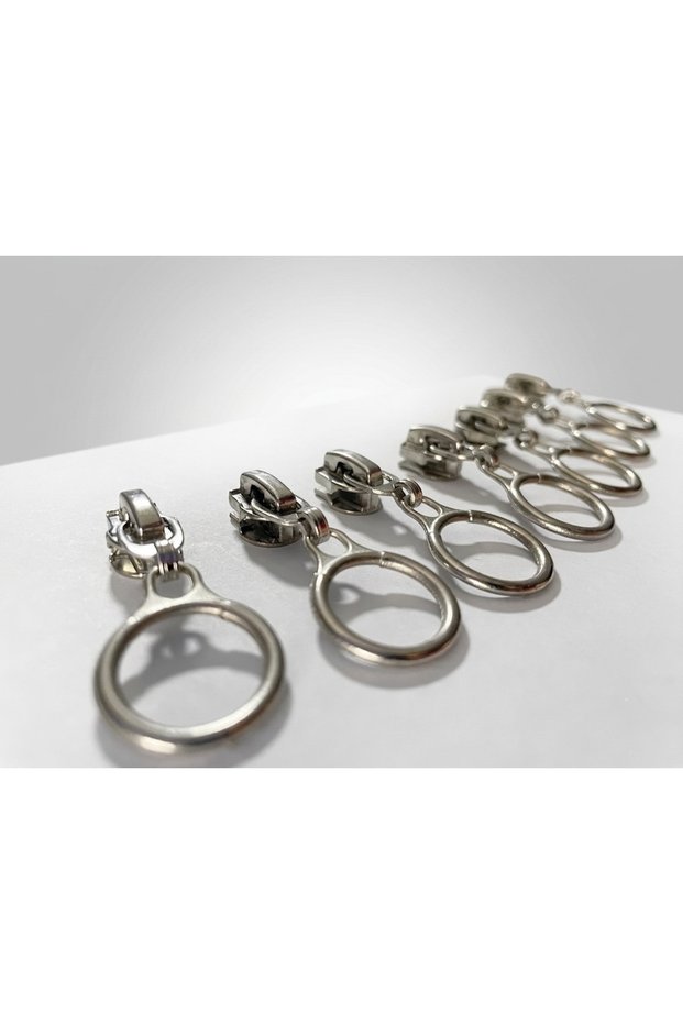 T5 Nylon Zipper Slider (with Handle) - Silver Metal Head 10 Pieces