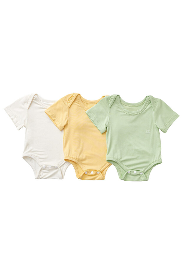 Organic Bamboo Spandex Bodysuit Light - Mint - 3 Pcs