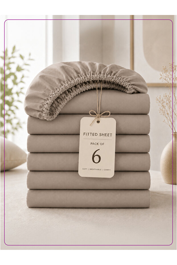 Super King Fitted Sheet 200x200 cm, Pack of 6 | OEKO-TEX Brushed Microfiber, Deep Pocket
