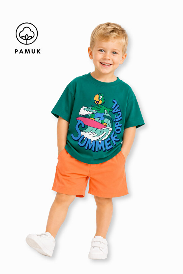 Parrot Printed Casual Short Sleeve Summer Boy's T-Shirt