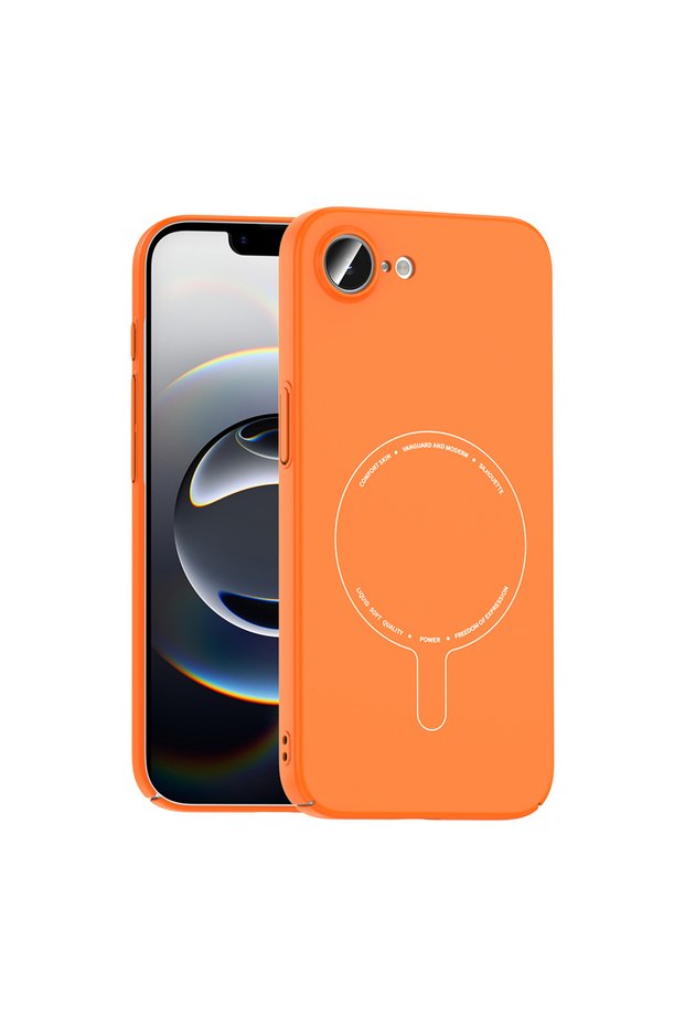 iPhone 16E Compatible Case Magsafe Supported Elio Hard Pc Cover - Orange - T42725