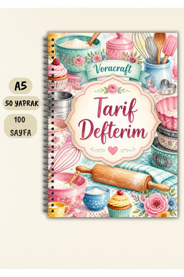 Cooking Recipe Book, 50 Sheets / 100 Pages, A5 / Wire Spiral Trf0016