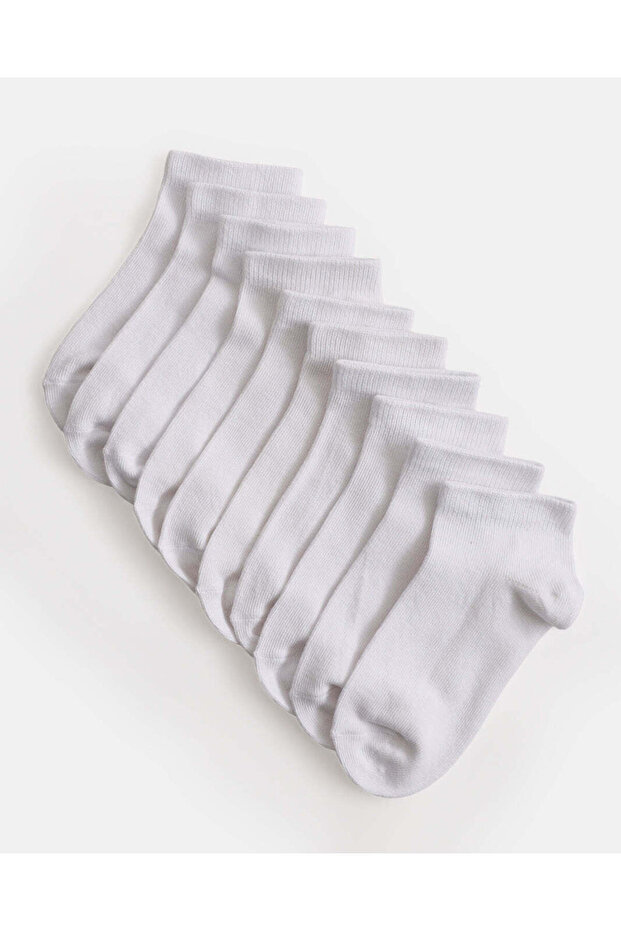 Boys White Ankle Length Socks Pack Of 10
