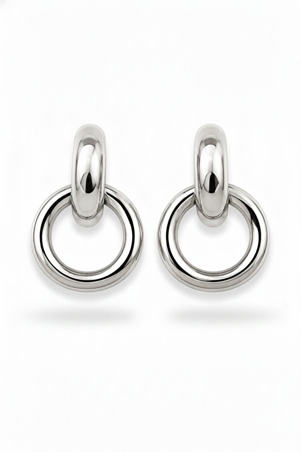 White Color Brass Snap-On Hoop Earrings - Stylish Modern Design