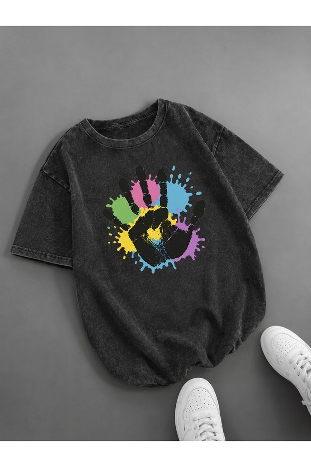 Acid Washed Oversize Unisex T-Shirt Washed Vintage Street Style Street Fashion Cotton Comfortable Fit Daily Wear T-Shirt