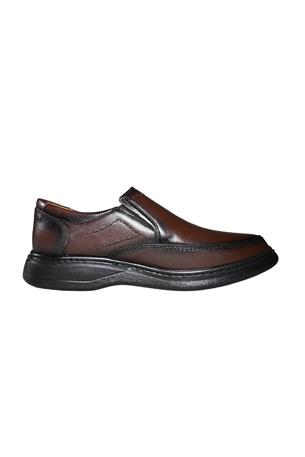 Pero men's genuine leather laceless daily comfortable shoe brown