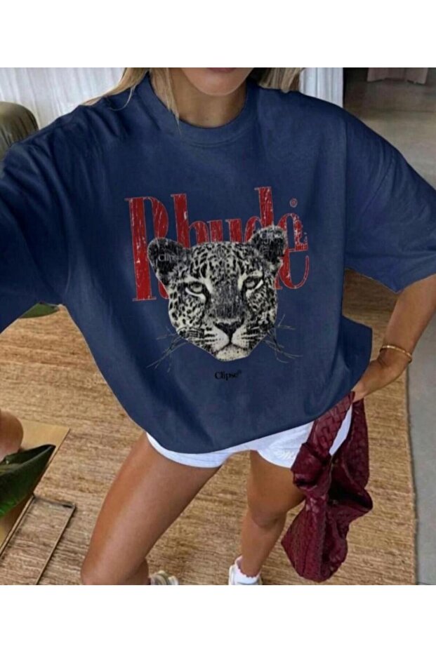 Unisex Men/Women Leoparphude Different Collar Custom Printed Oversize Cotton T-Shirt