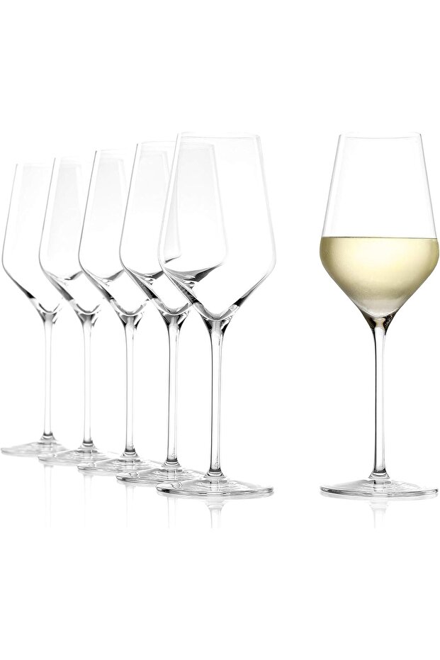 Quatrophil White Wine Goblets, Set of 6, Ideal for White Wine, 405 ml