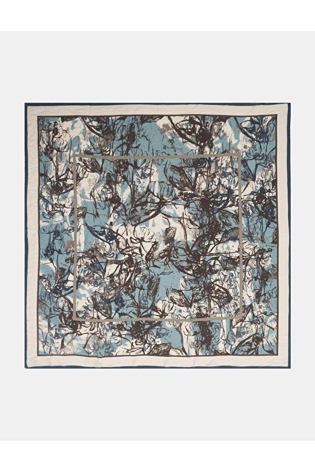 Karma Pattern Viscose Scarf Blue