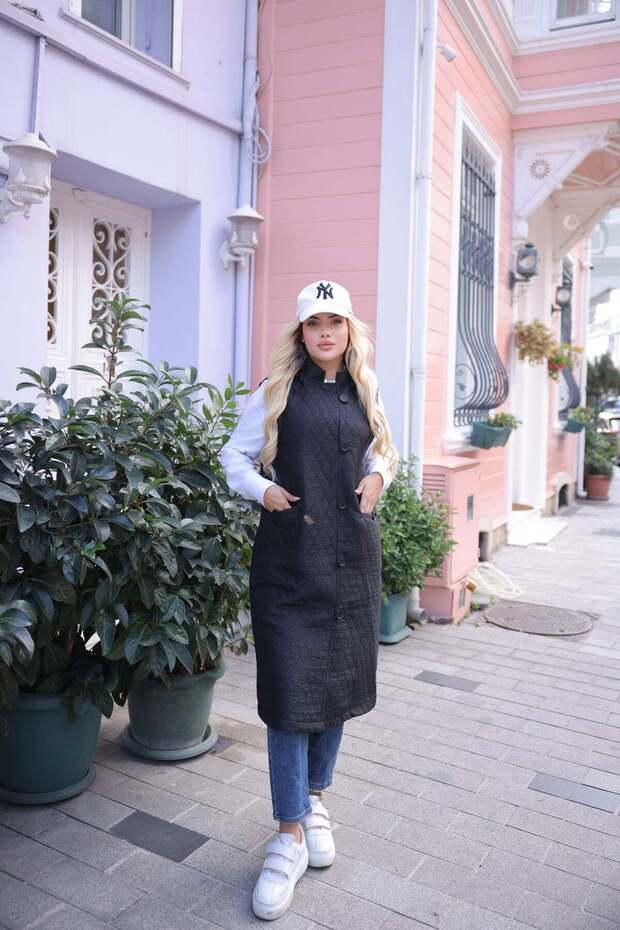 سترة مبطنة - سوداء