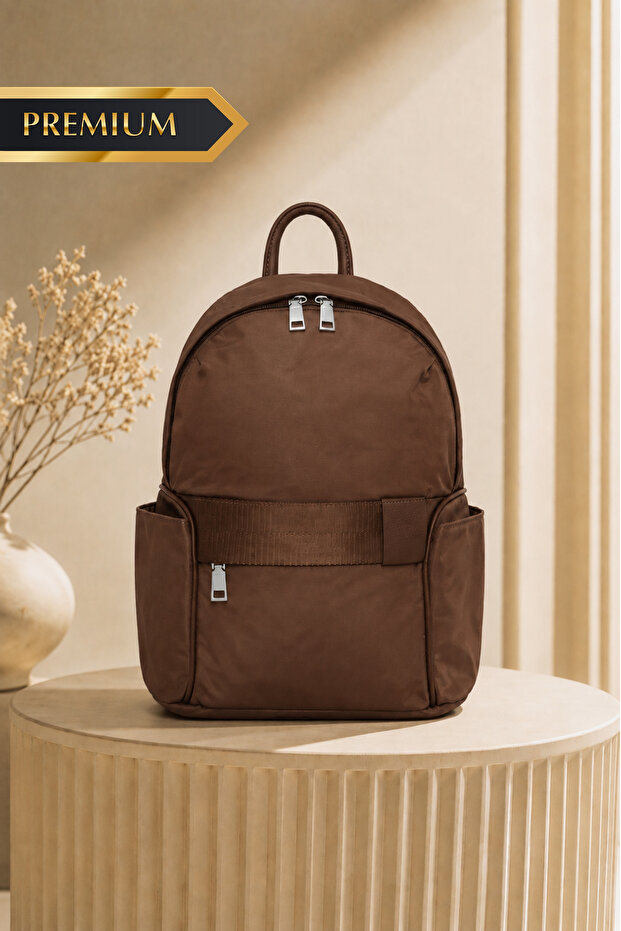 Premium Quality Women's Backpack with Fabric 4-Compartment Side Pockets, Waterproof