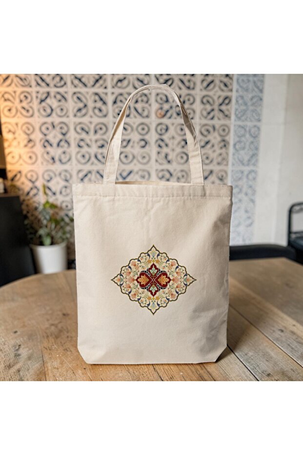 Tezhib Pattern 6 Printed Fabric Shoulder Bag - 35X40 cm