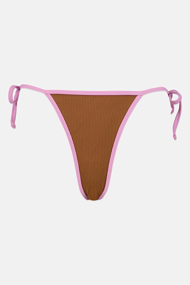Women Textured Bikini Bottom, Brown