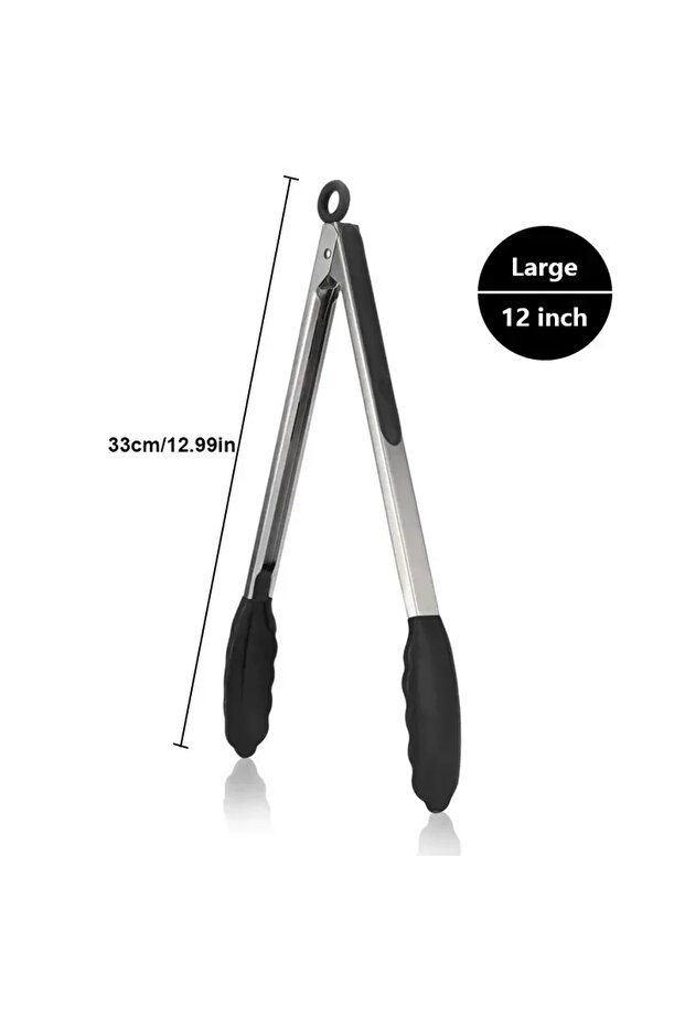 L 3 Size Available Heavy Duty Stainless Steel Kitchen Tongs with Silicone Tips High Heat Resistant .