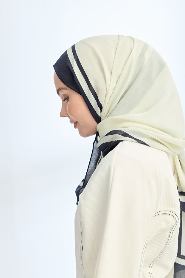 ȘAL CU MODEL ELEGANT HARMONY FRAME - CREM - NEGRU - 3
