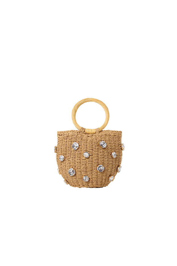 Diamond Breeze Beige Stone Straw Bag