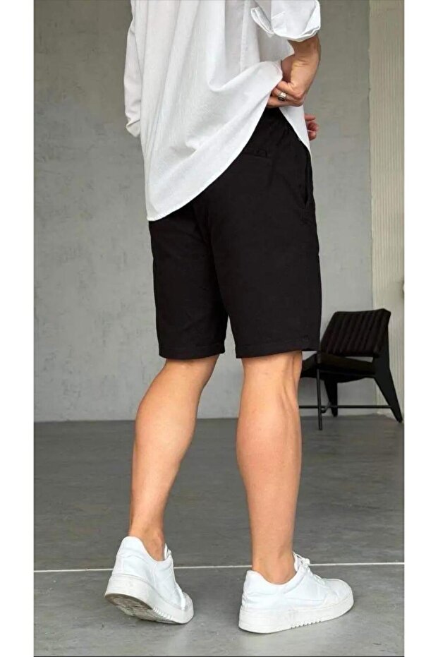 We11 Linen Fabric Shorts with Drawstring Waistband and Pleats