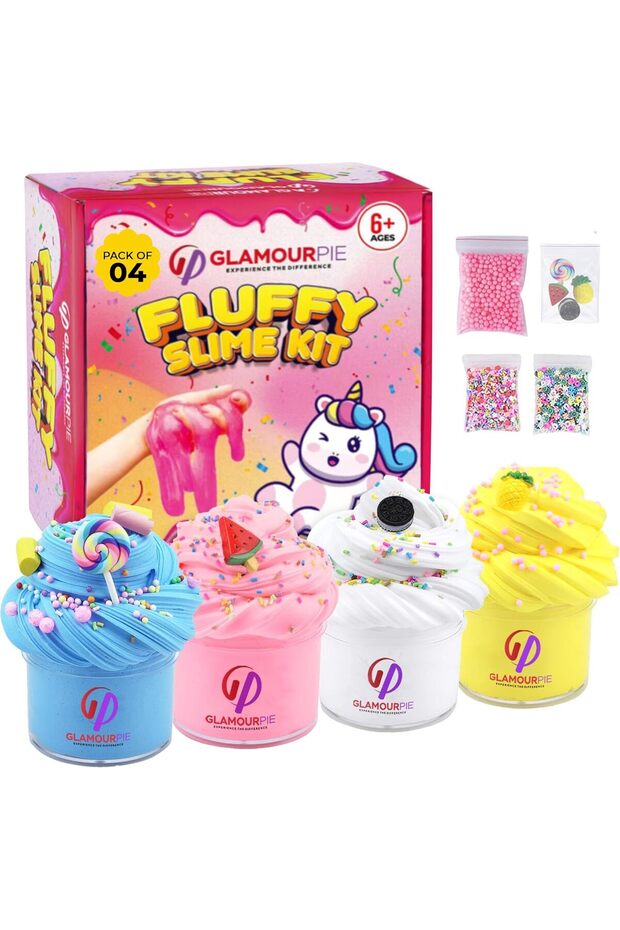 GLAMOURPIE 400ML Butter Slime Kit for Kids - Scented, Non-Sticky Cloud Slime with Charms, Soft, Stretchy